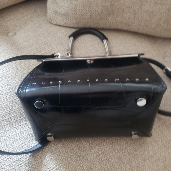 Alexander Wang Dime Mini Flap Satchel In Black Crocodile Embossed Calfskin - Picture 7 of 12